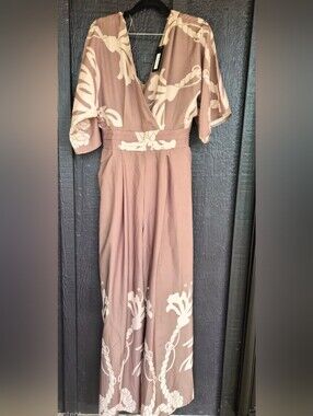 Urban Daisy Womens Floral Print Taupe Wrap Dress